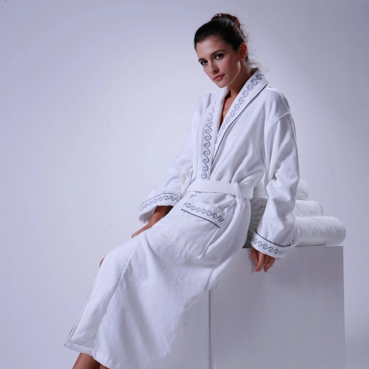 High Quality Soft Terry Catton Lady White Hotel Bathrobe 1