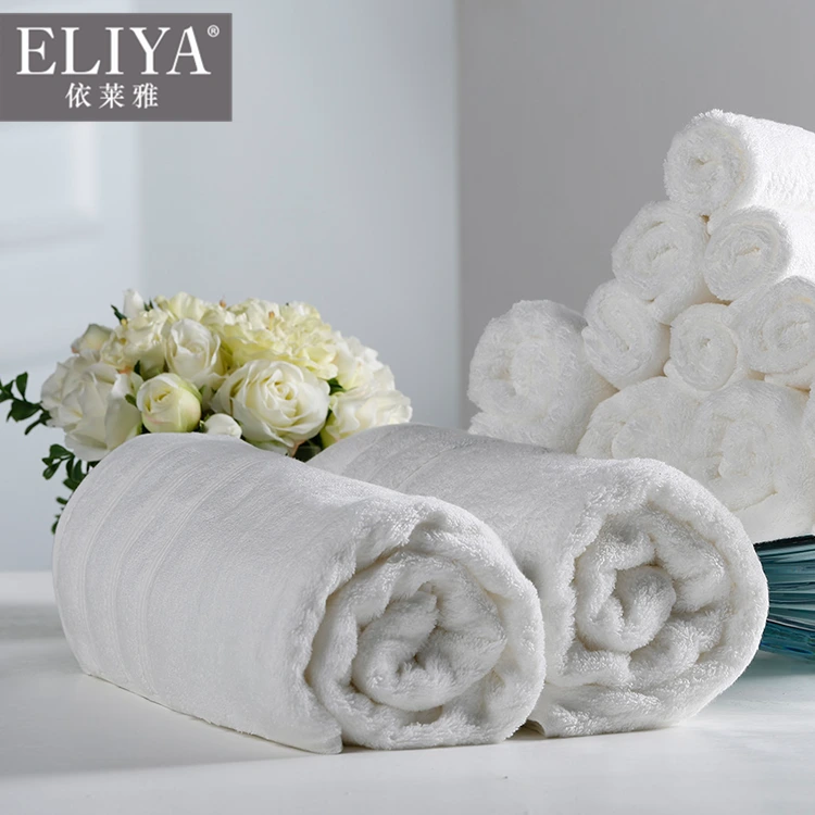 Luxury white color 5 star hilton hotel luqury bath towel set for hotel,hotel balfour spa towels with logo embossed 1