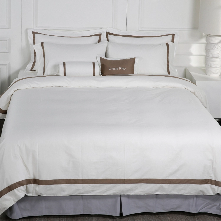 Five Star Hotel Luxury Cotton Bedding Set Hotel Linen Pillow Case with Border Design 1