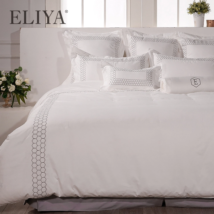 High Quality 1000TC Embroidery Pattern Bedding Sheet Sets For Hotel 1