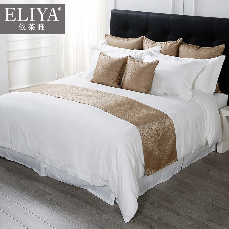 Soft textile white color stars hotel bed linen set for hotel and home ,tac linen hotel 1