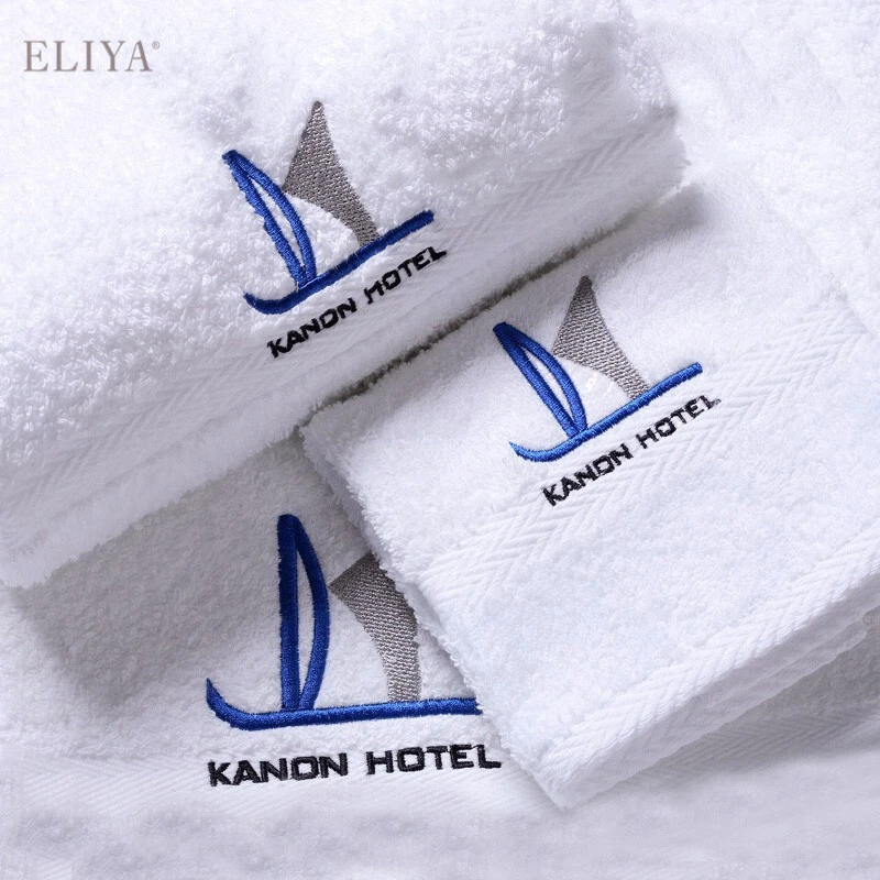 Toalla de baño blanca de 5 estrellas con logo Colección de lujo 100% de algodón turco 1