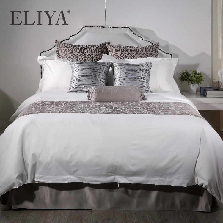 Customized 100% Cotton 400TC Plain White Hotel Bedding Sheet Comforter Sets 1