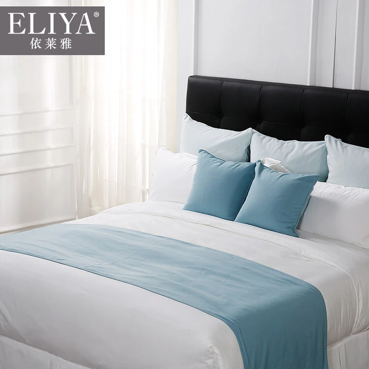 Luxury linen hotel high quality queen size bed sheet set bed runner 1