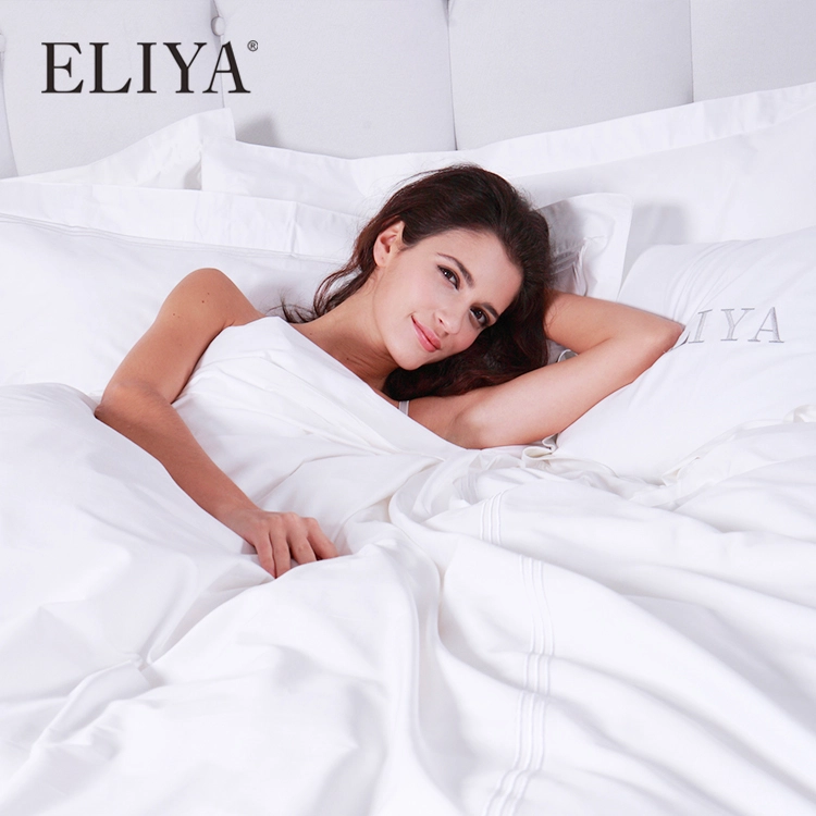 Eliya Wholesale Luxury Fitted Textile Linen White 100% Cotton 5 Star Hotel Bed Sheet Set 1