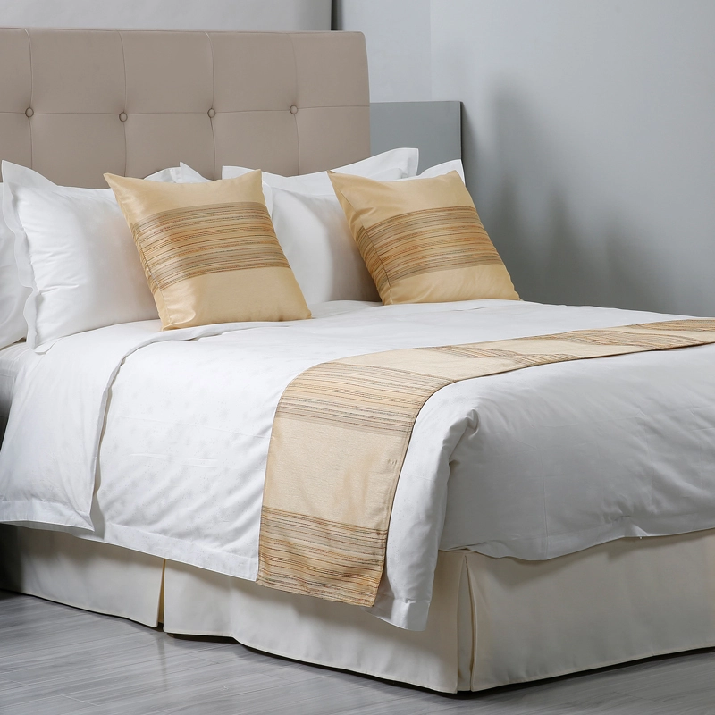 Luxury Embroidered Linen King Size Hotel Bed Runner And Cushion Sets 1