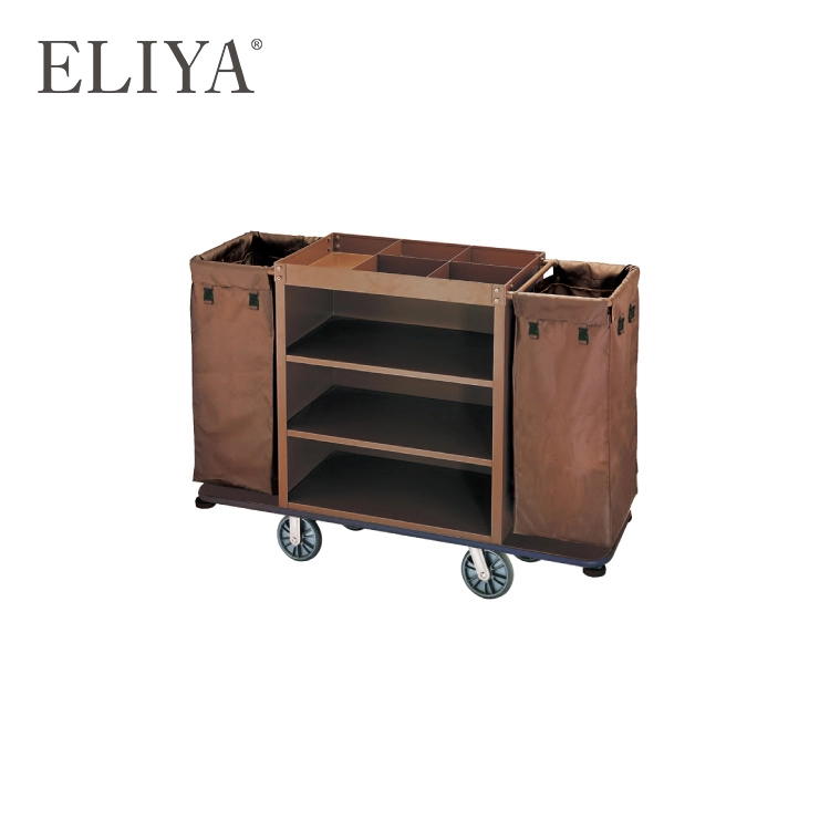 Guangzhou supplier hotel housekeeping trolley cart manuel equipment for dirty linen 1