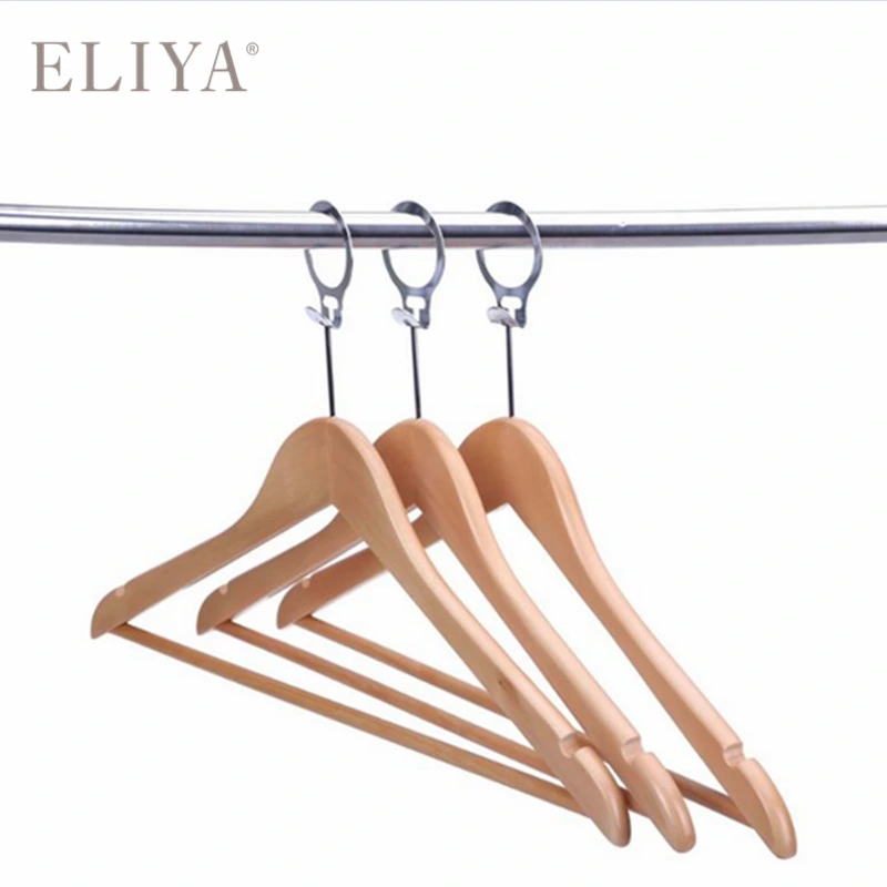5 Star Luxury Hotel Anti Theft Cloth Wooden Suit Hanger With Clip 1