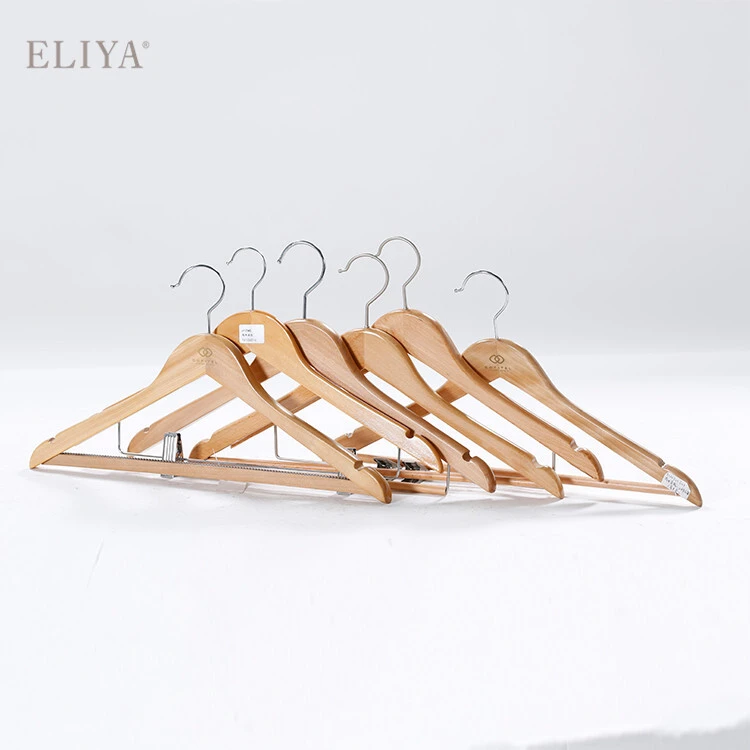 Luxury Hotel Suit Dress Coat Brown Wooden Clothes Hanger With Rack 1