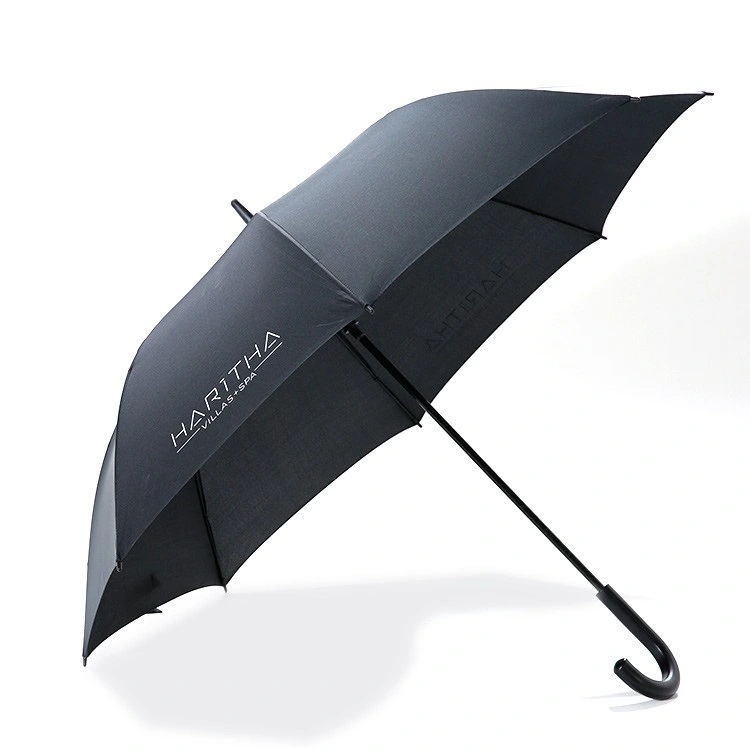 Custom Promotional Luxury Black Hotel Umbrella With Logo Prints 1