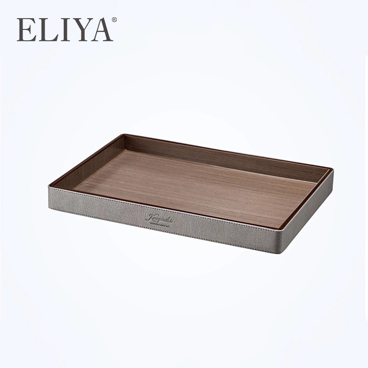 Philippines Luxury Hotel Guestroom Accessories PU Leather Brown Tray 1