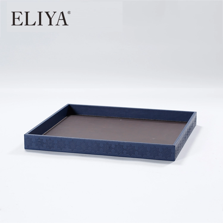 Factory Price Blue/Brown Hotel Bedroom PU Leather/Metal Tray 1