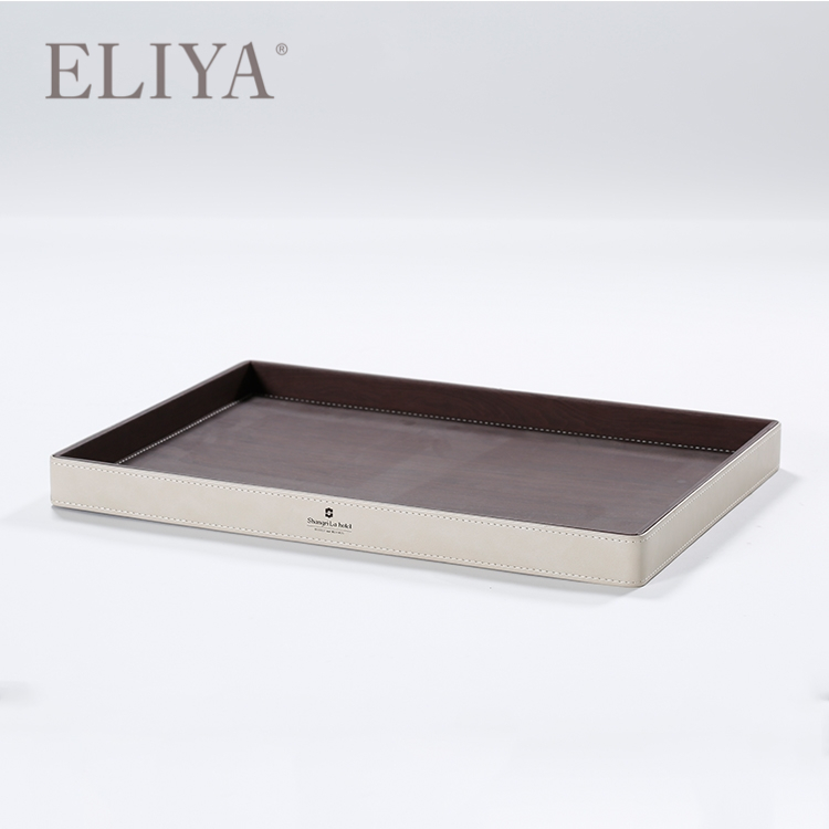 Eliya Hotel Room Service Tray High Quality Hotel Leather Bathroom Amenity Tray 1