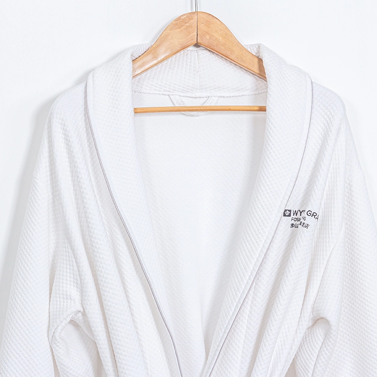 Simple Custom 100% Cotton Knitted Pineapple Hotel Long Bathrobe 1