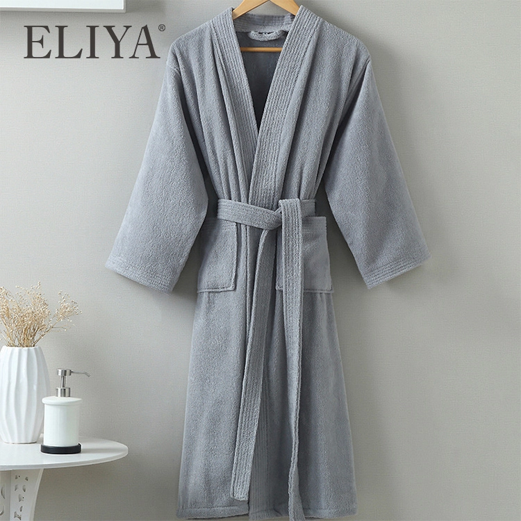 China Wholesale Bathrobe Terry Cloth Cotton Bathrobe Super Soft Hotel Robe 1