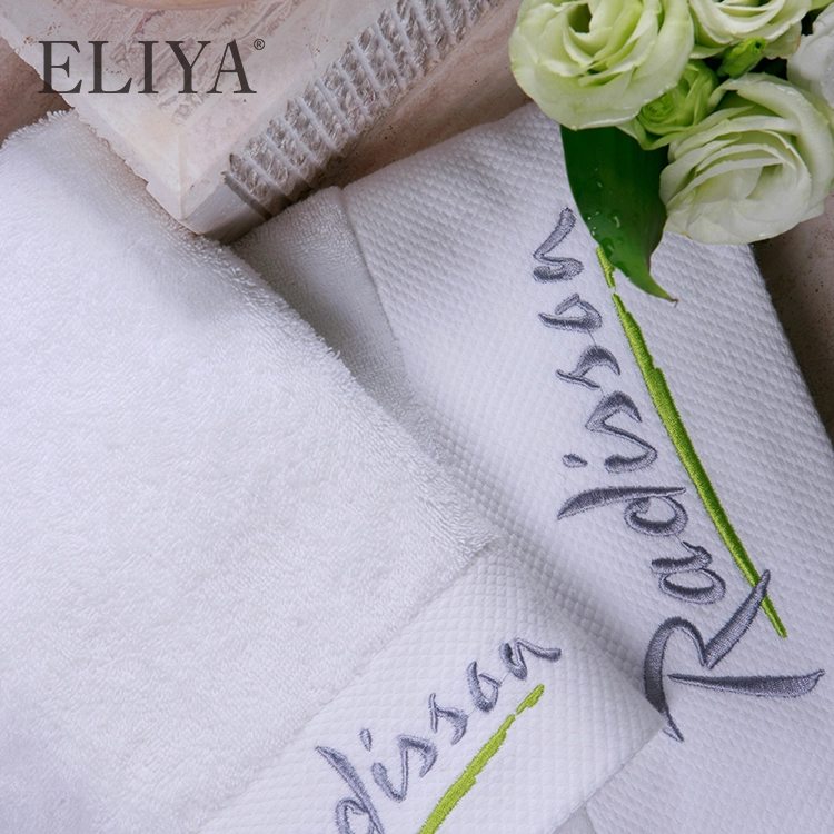Wholesale Dobby 16S  White 100% Cotton Bath Towel Set For Adult 1