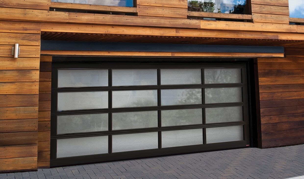 Modern Frosted Glass Garage Door 8x7 Feet Aluminium Frame Obscure Glass