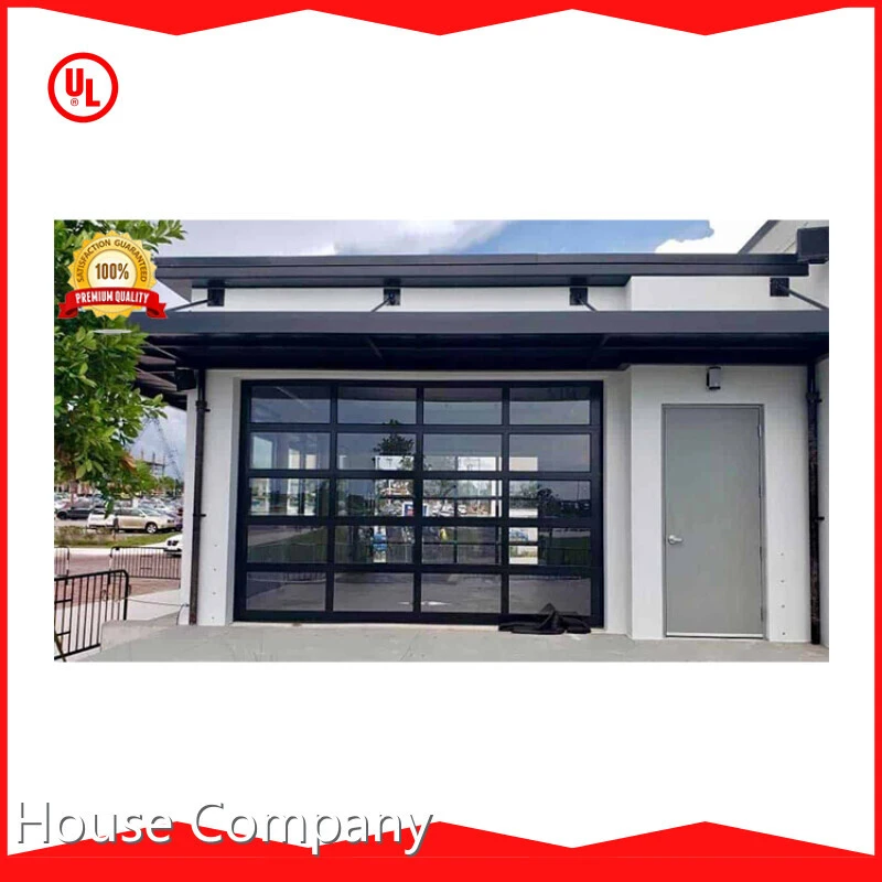 Customized Double Glazed Garage Door Black Frame Relective Glass Romote Control 10x8 Garage Door 1