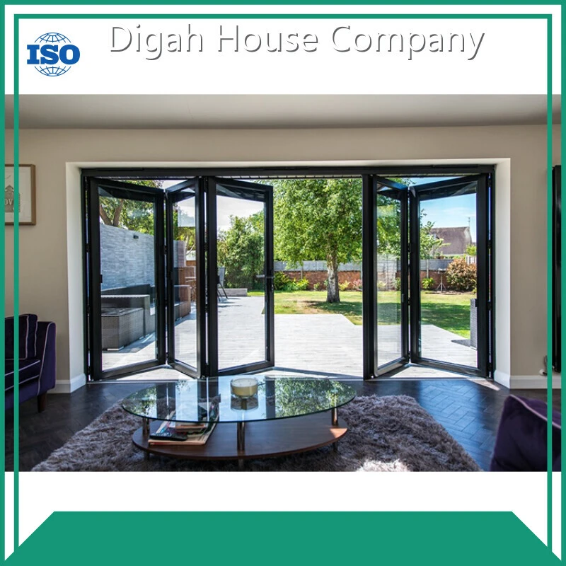 Customized Color Low E Bifold Folding Door Aluminum Tempered Glass Exterior Accordion Door 1