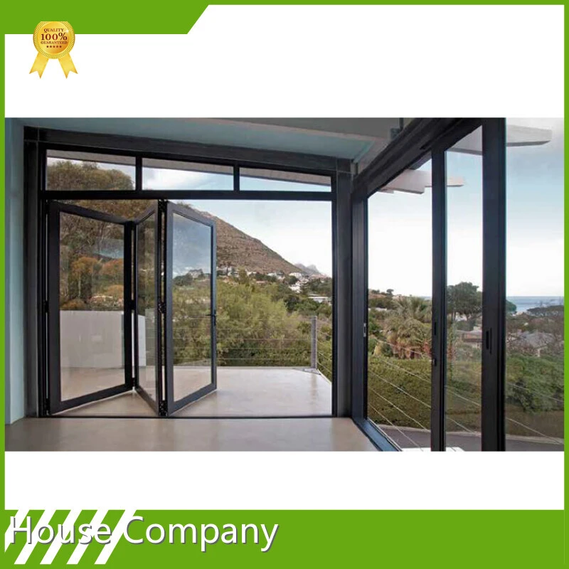 Customized Color Thermal Break Sound Proof Bifold Patio Sliding Aluminum Bi Folding Door 1
