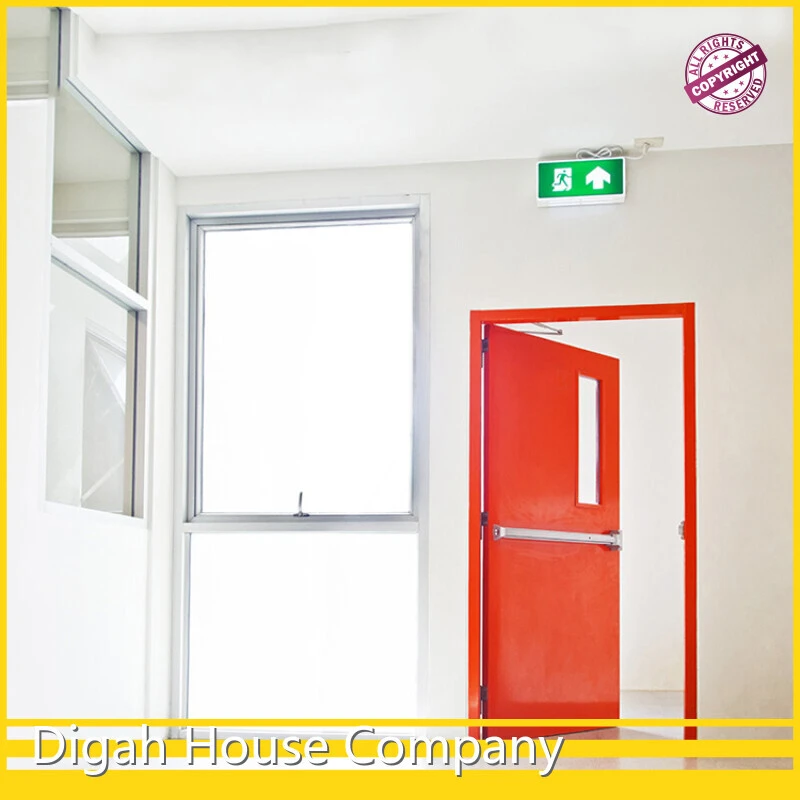 Self Closed Garage Fire Doors Push Bar Emergency Exit Steel Doors With Visional Windows For Sale 1