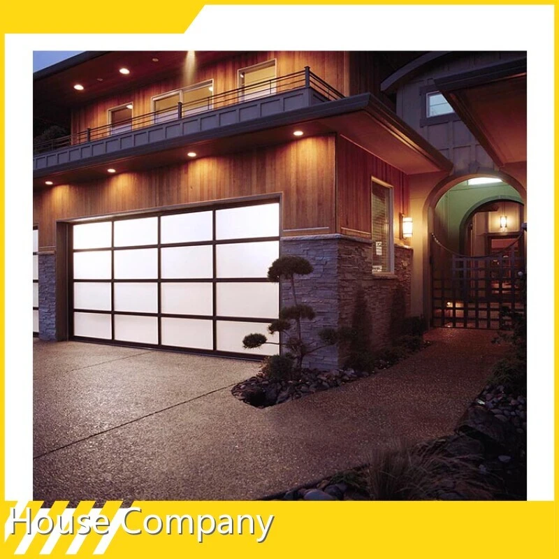 Contemporary Full View Black Aluminium Glass Garage Door 1