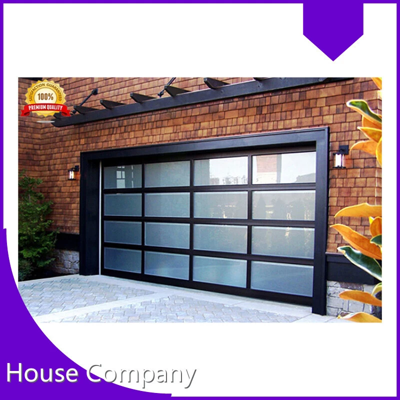 Modern Frosted Glass Garage Door 8x7 Feet Aluminium Frame Obscure Glass Garage Door 1
