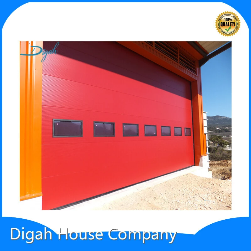 Latest Design Automatic Sectional Industrial Metal Door Large Factory Seconds Garage Door With Glass 1