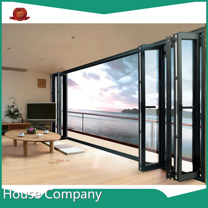 Modern Customized Tempered Glass Balcony Exterior Bi-Folding Aluminum Folding Doors For House 1