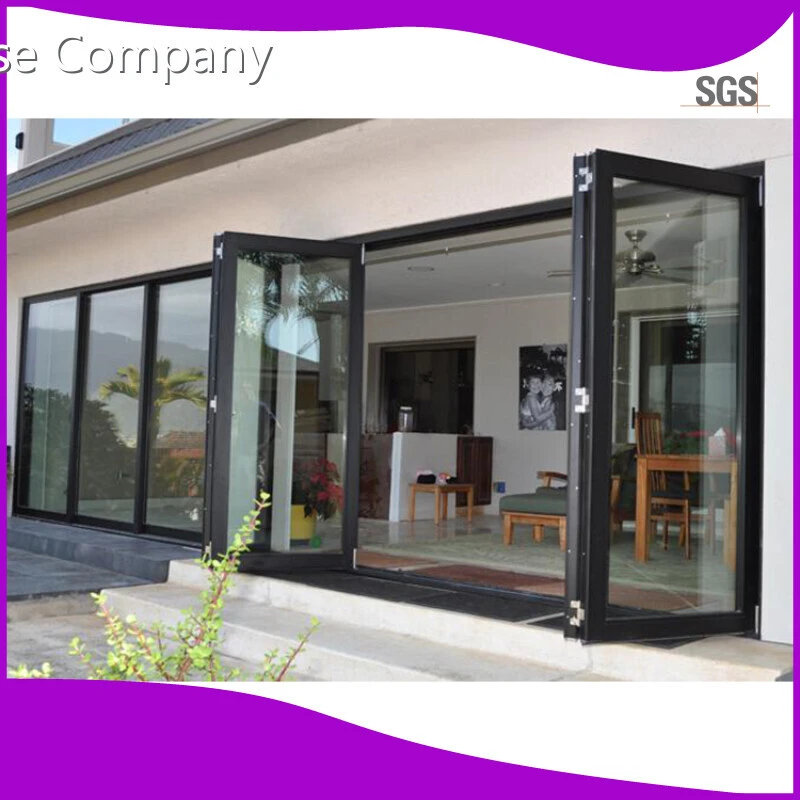 Customized Color Easy Install Aluminum Folding Door Double Tempered Glass Accordion Door For Veranda 1