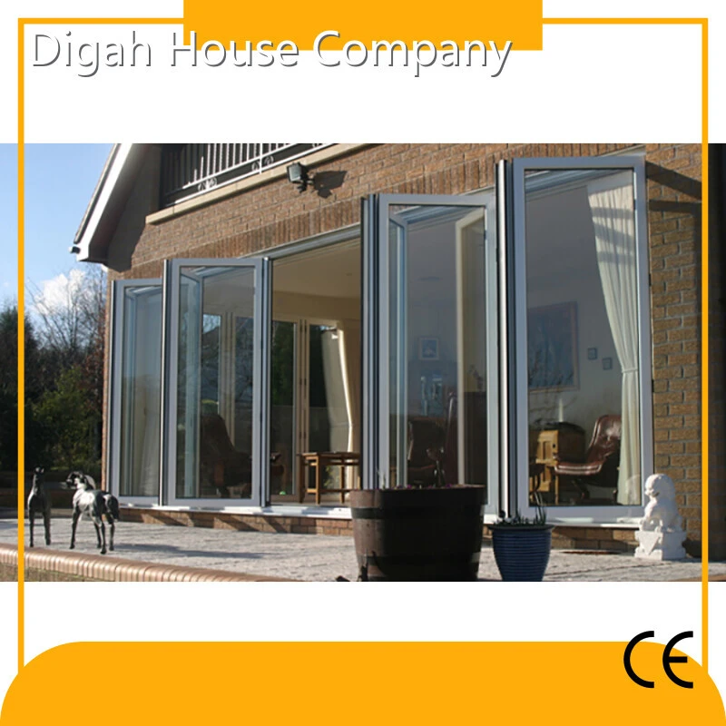 Customized Thermal Break Tempered Glass Hinges Sliding Folding Doors For Exterior 1