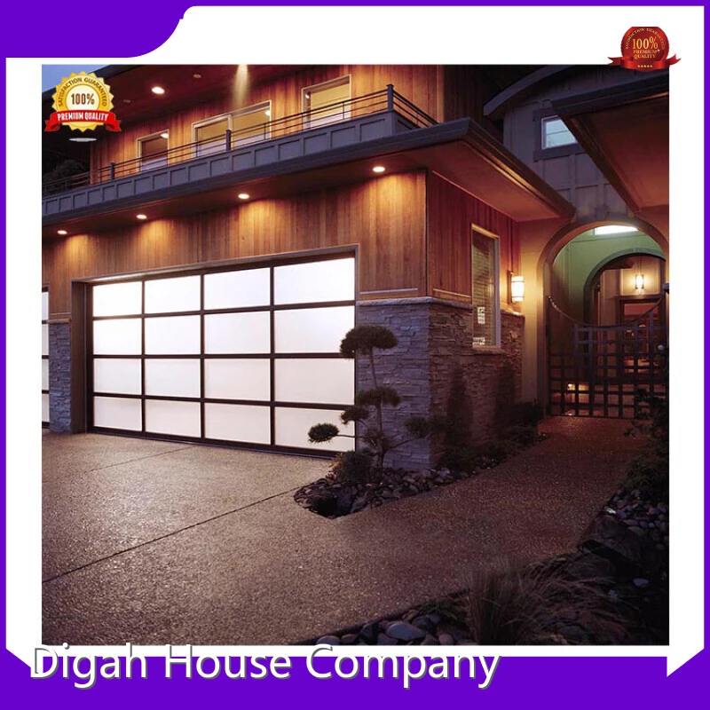 Contemporary Full View Black Aluminium Glass Garage Door 8x7 Feet 1