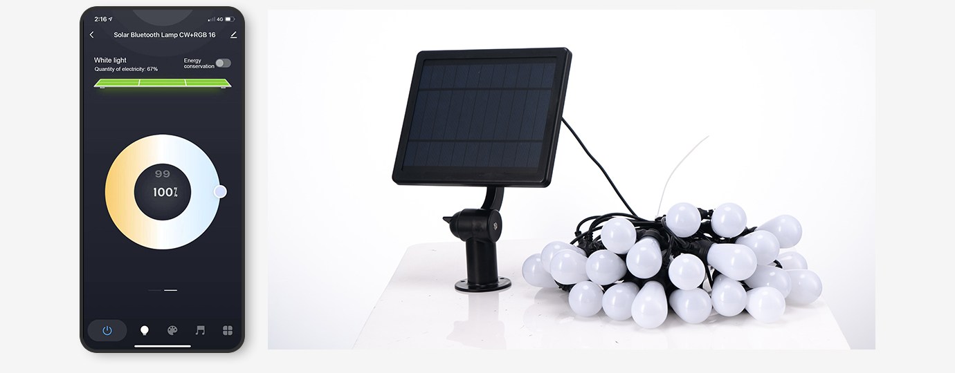 IP65 One trailer solar string lights with 12 bulb lamp intelligent two-color LS-ST2104 20