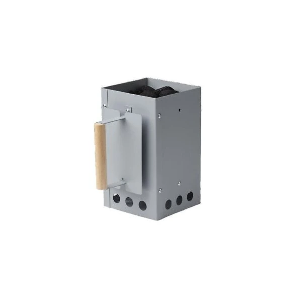 Factory price portable folding galvanized steel charcoal chimney starter with wooden handle 1