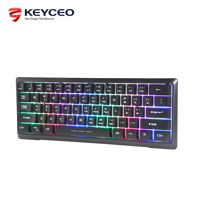 Silent 60% 2.4G Gaming Keyboard, RGB Backlit Ultra-Compact Mini Wireless Keyboard 6
