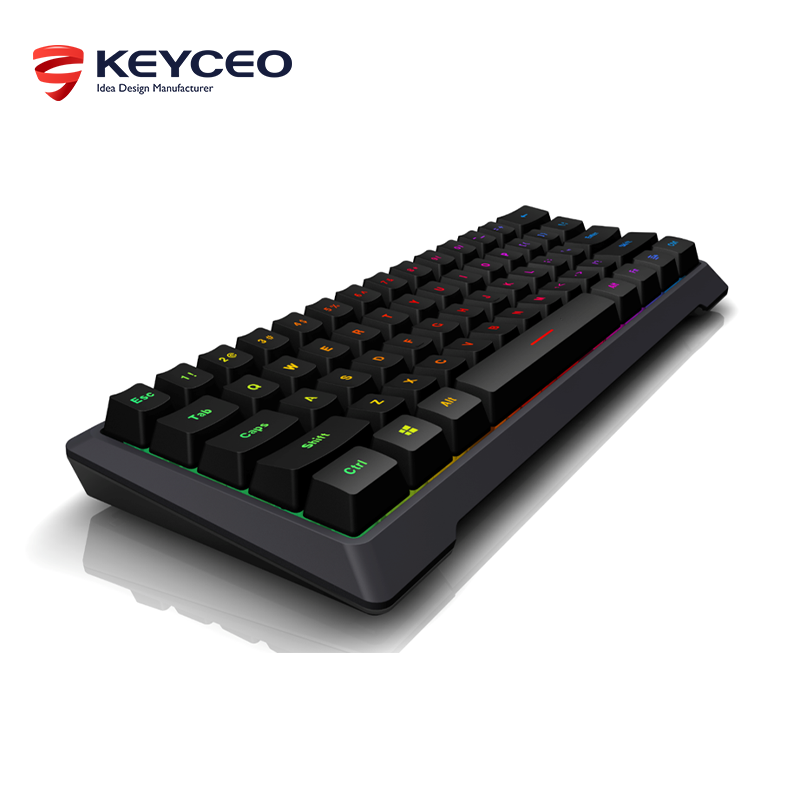 Silent 60% 2.4G Gaming Keyboard, RGB Backlit Ultra-Compact Mini Wireless Keyboard 2