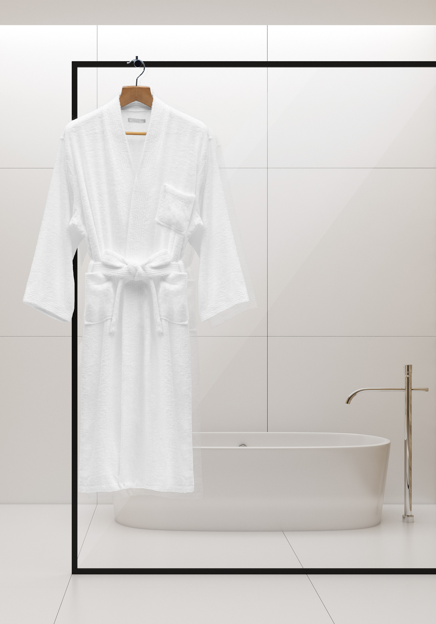 ELIYA RitzCarlton Series Logo Embroidery Velour White Bathrobe with S