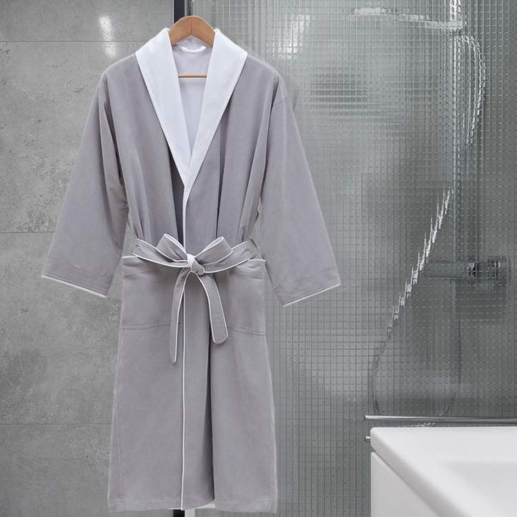 ELIYA RitzCarlton Series Logo Embroidery Velour White Bathrobe with S