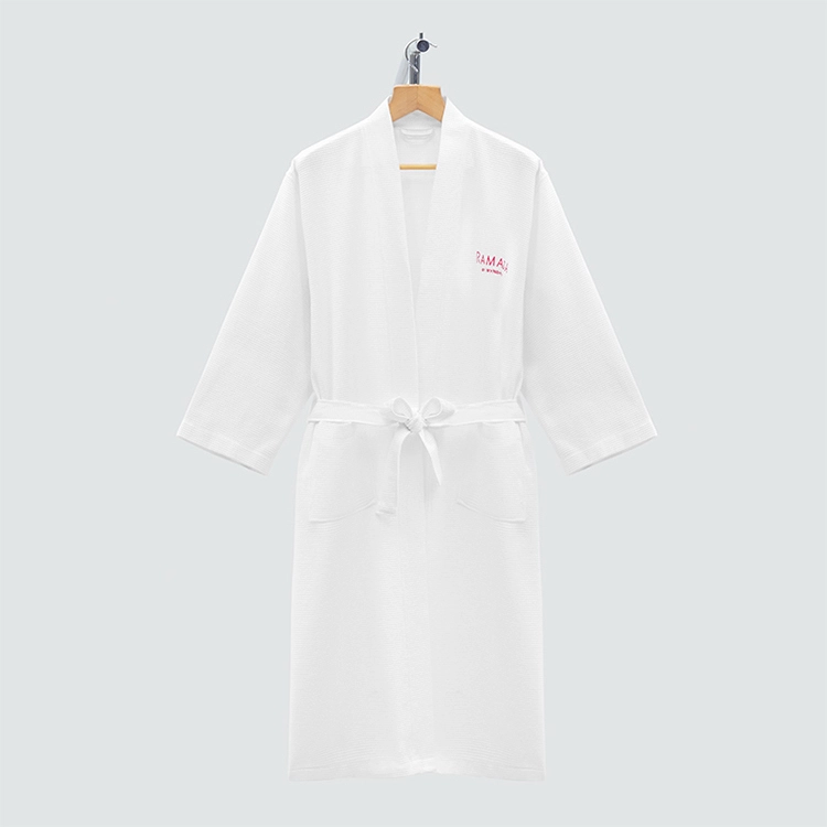 ELIYA Ramada serie bordado logo kimono collar pequeño waffle albornoz 1