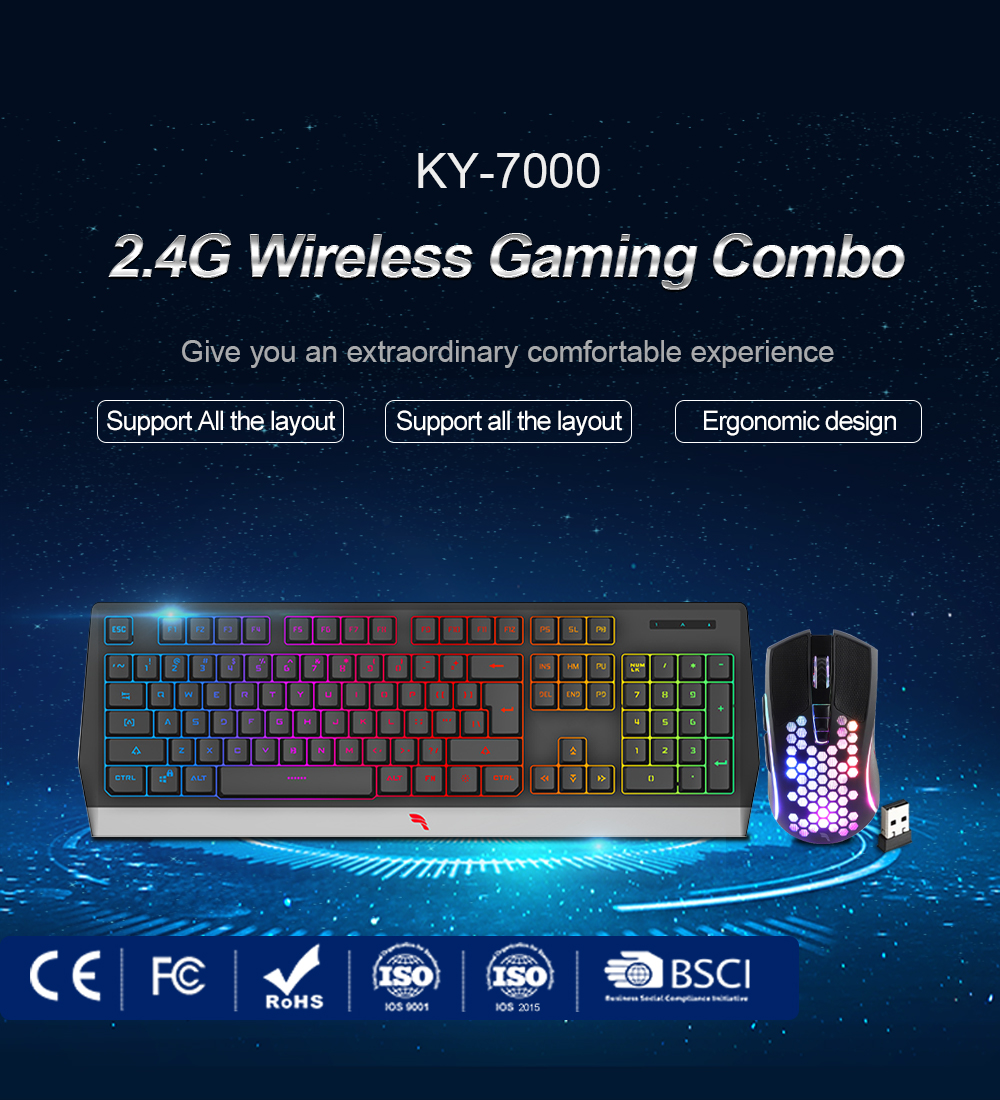 KY-7000 2.4G wireless gaming mouse and keyboard combination 9