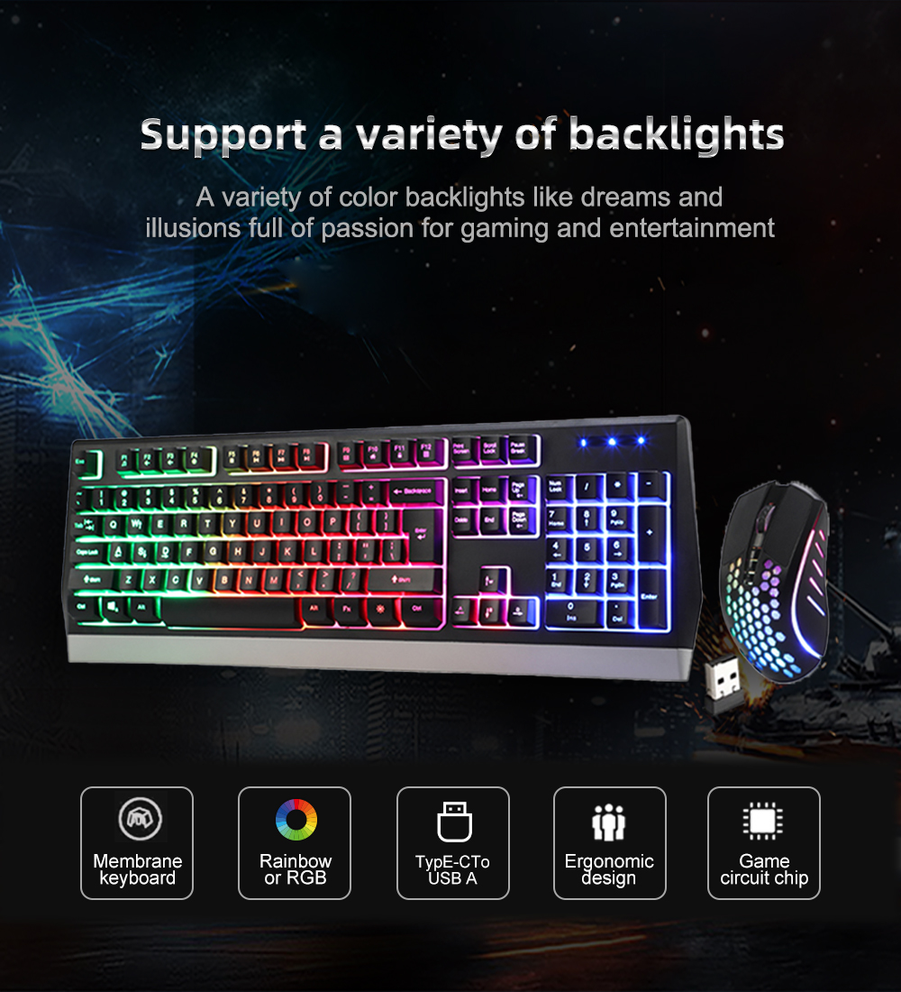 KY-7000 2.4G wireless gaming mouse and keyboard combination 10