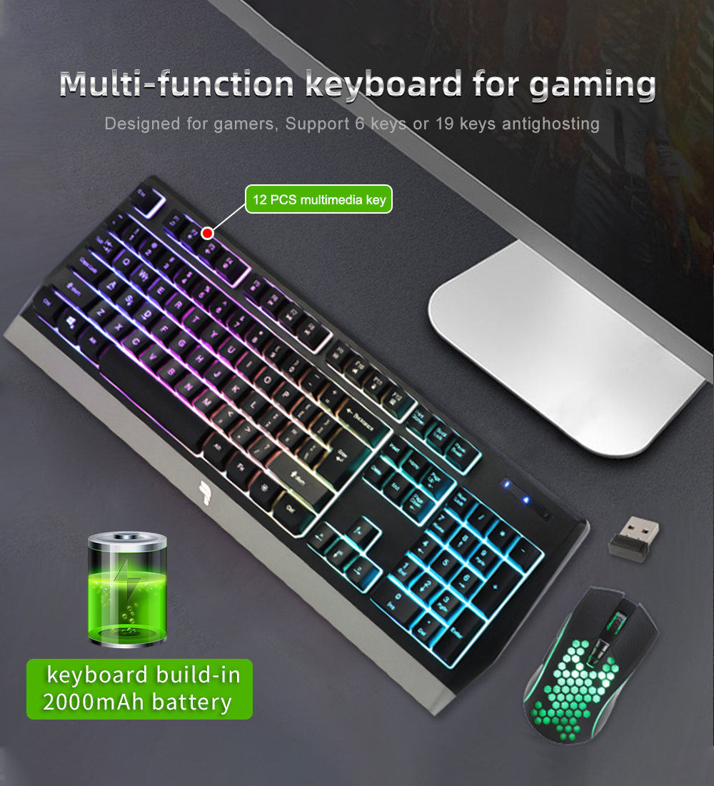 KY-7000 2.4G wireless gaming mouse and keyboard combination 12