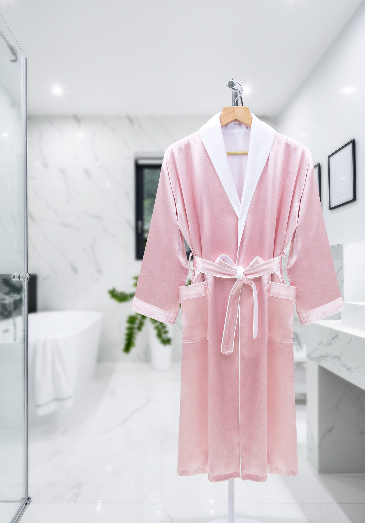 ELIYA High Quality Luxury Bathrobe Double Layer Bathrobe -Pink 9