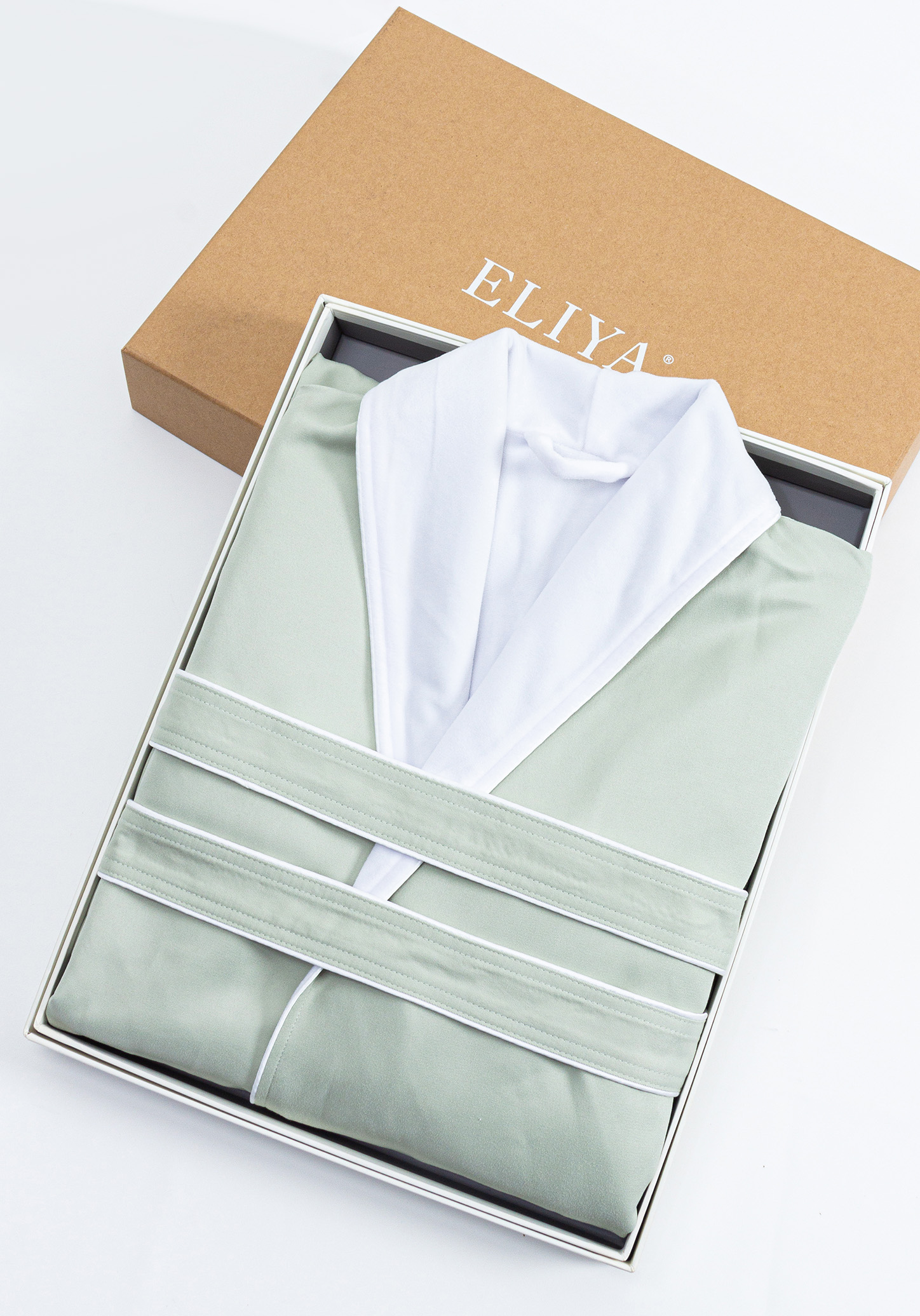 ELIYA High Quality Luxury Bathrobe Double Layer Bathrobe -Light Green 15