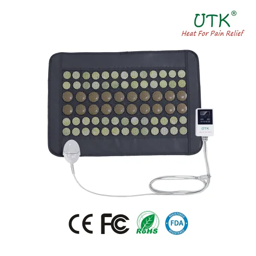 Almohadilla de calor de infrarrojos lejanos UTK para alivio del dolor de espalda, almohadilla térmica de jade natural y turmalina con certificación CE, controlador inteligente, función de memoria, cierre automático, sincronización y ajuste de 6 temp pequeño Pro (23,5 X16) 1