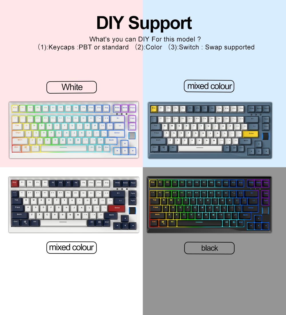 KY-MK82 design especial ferramentas privadas novo teclado mecânico com roda de volume separado 12