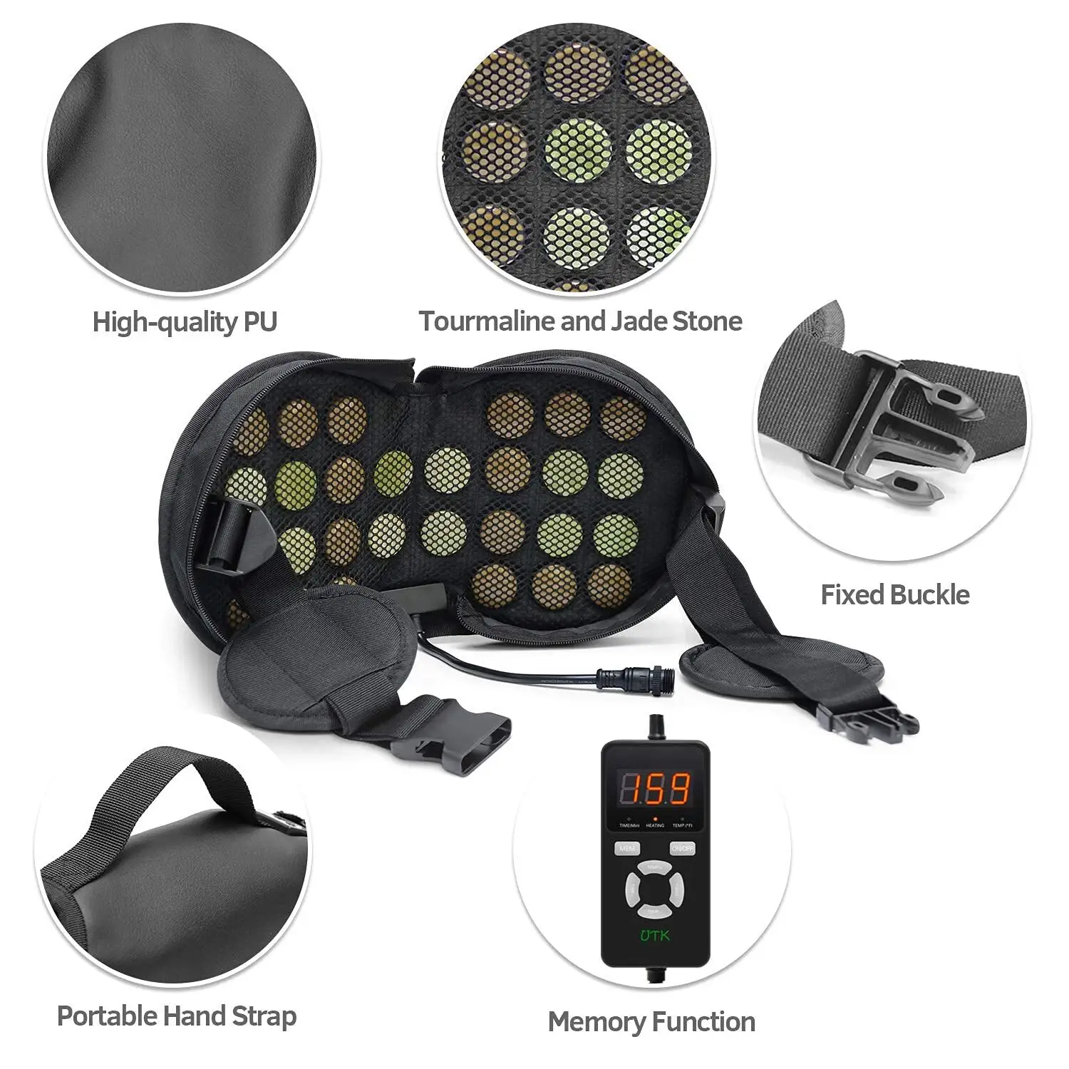 Almohadilla térmica H21Y2 Jade Stones Back para el dolor de espalda Marca UTK 7