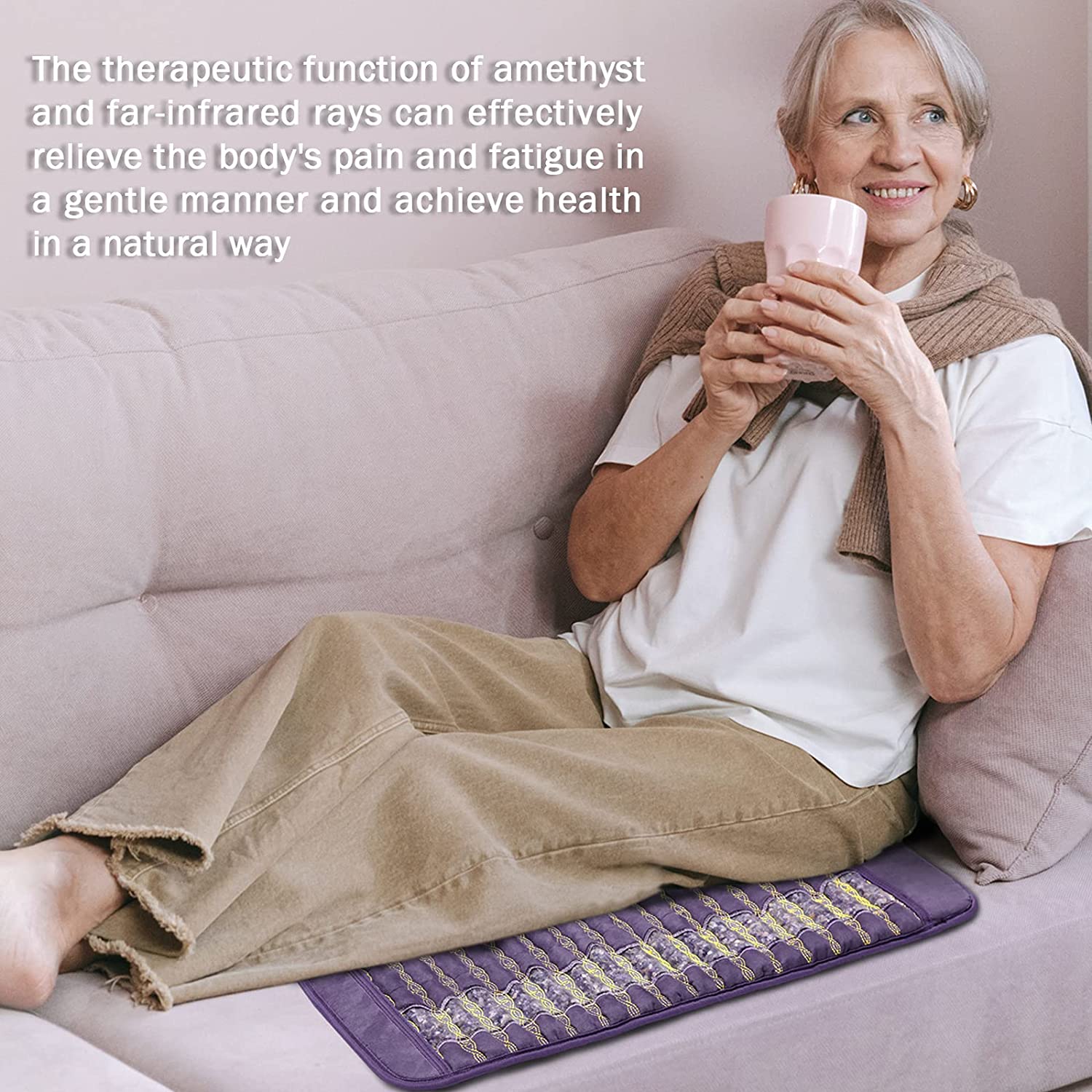 UTK Amethyst Healing Stone Heat Pad Auto Turn Off, Adjustable