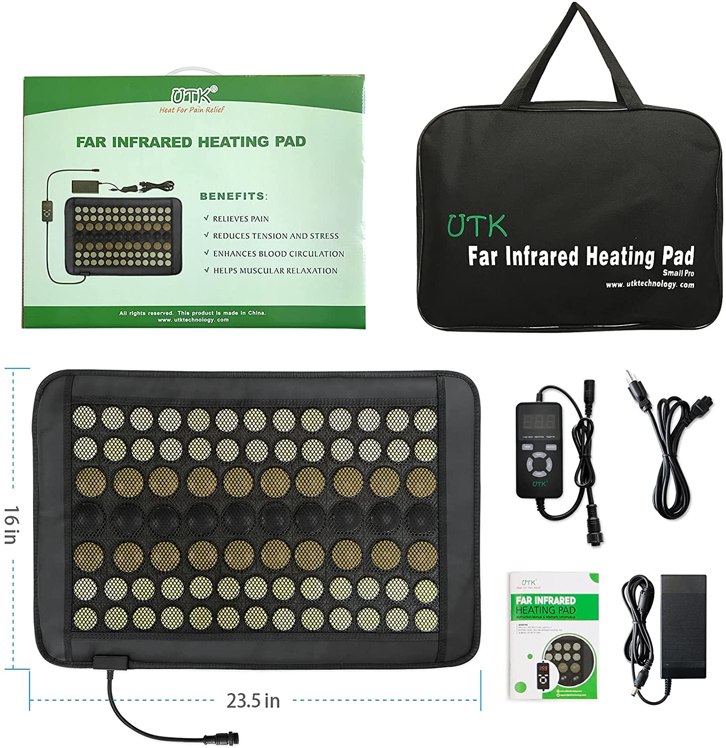 UTK Natural Jade and Tourmaline Heat Pad for Back Pain