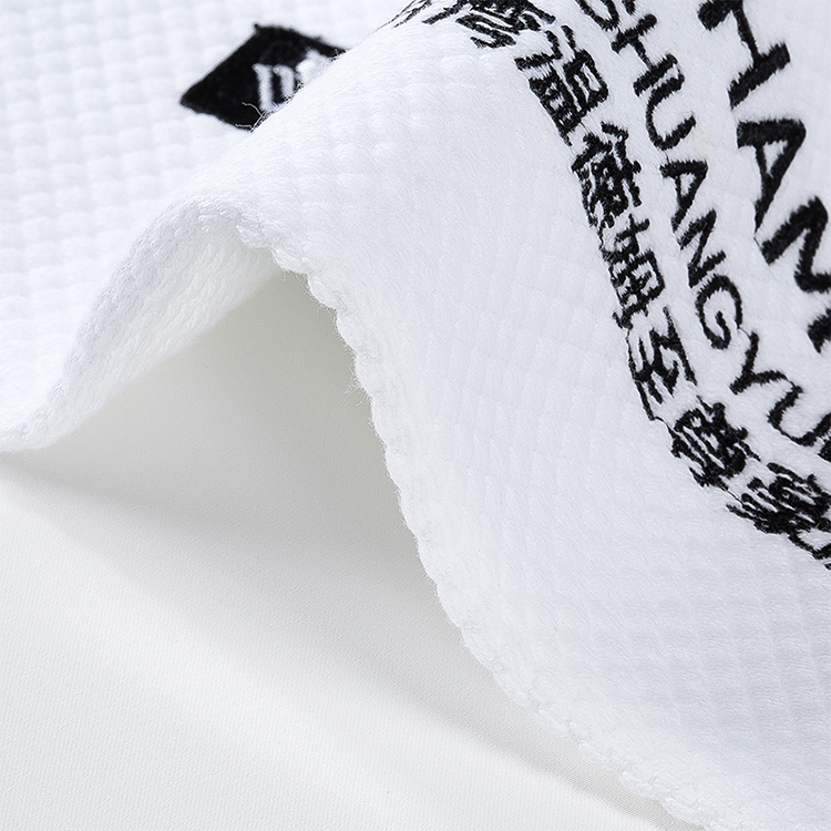 Customized Cotton Wyndham Grand Hotel Dobby Border Bath Towel Embroidered Black Logo Towel Set 10